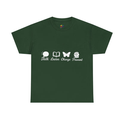 Talk. Learn. Change. Prevent. Inspirational Unisex Jersey Tee