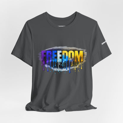 Black history month Freedom Drip Paint Tee | Colorful Graffiti Text Shirt