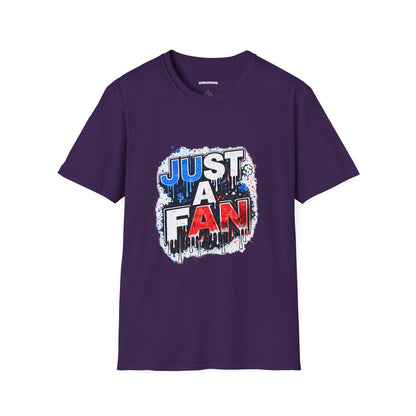 Just A Fan T-Shirt | Patriotic Red White Blue Drip Design