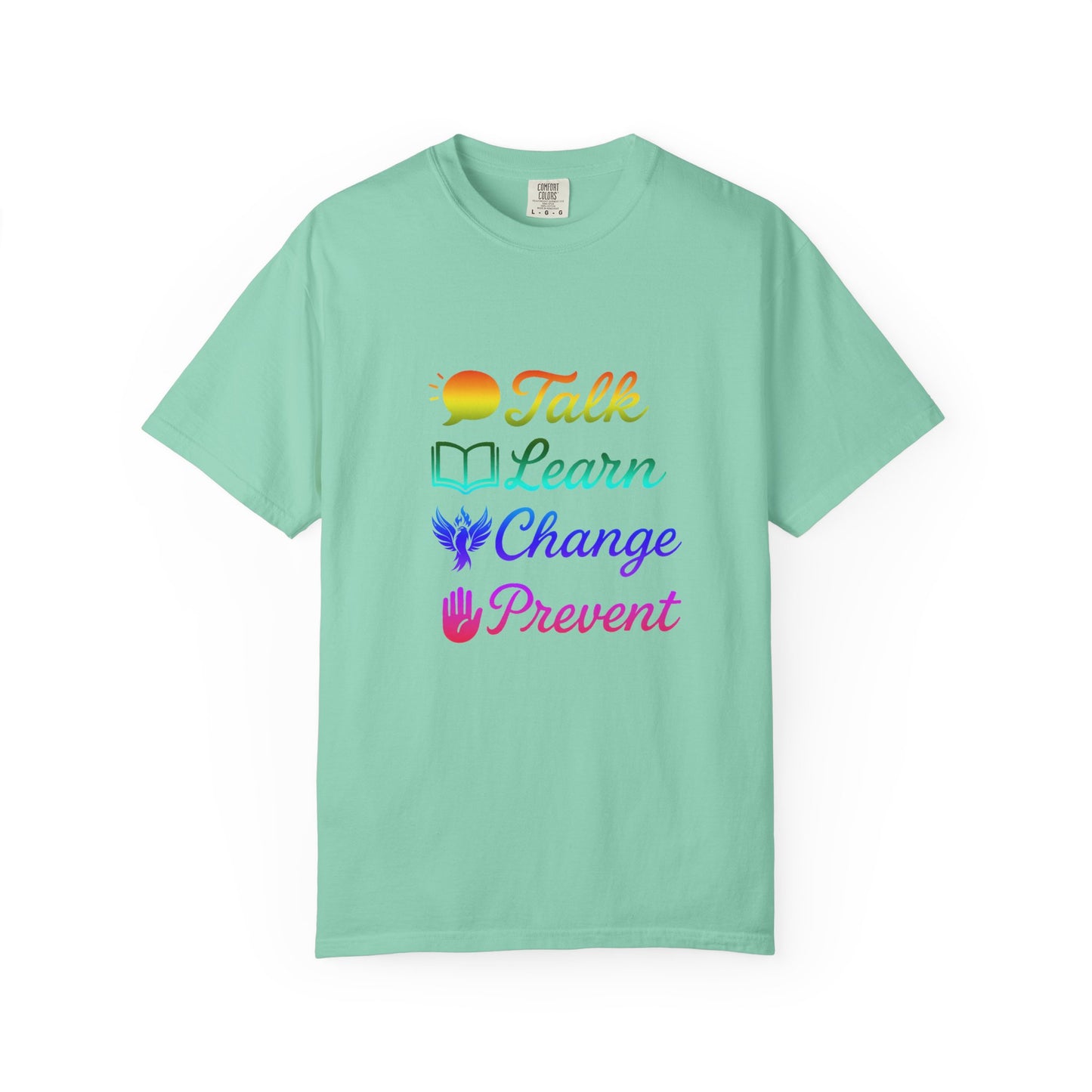 Inspirational Unisex T-Shirt - Talk Learn Change Prevent, Motivational Gift,