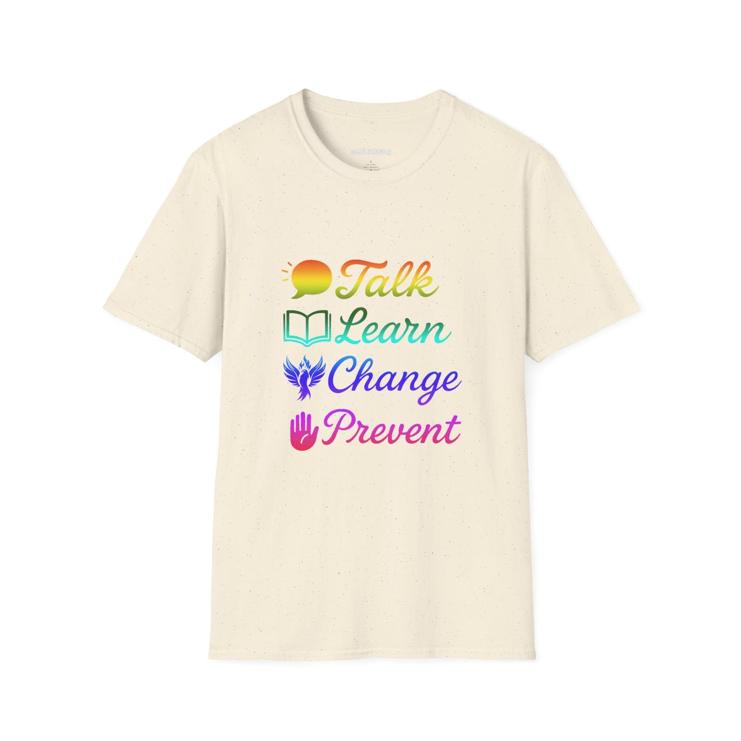 Talk Learn Change Prevent T-Shirt — Recovery Awareness Tee
