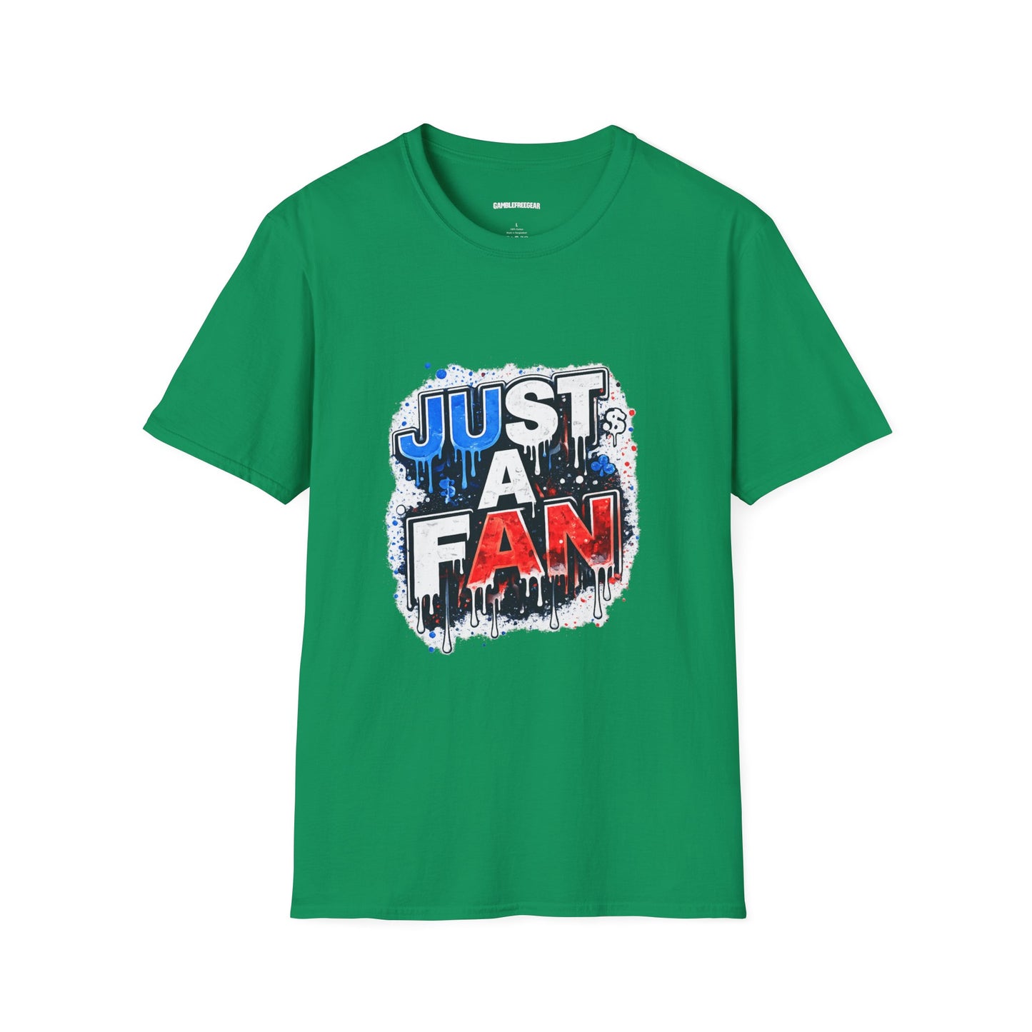 Just A Fan T-Shirt | Patriotic Red White Blue Drip Design