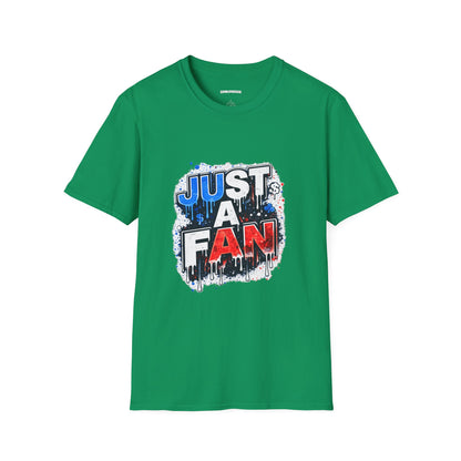 Just A Fan T-Shirt | Patriotic Red White Blue Drip Design
