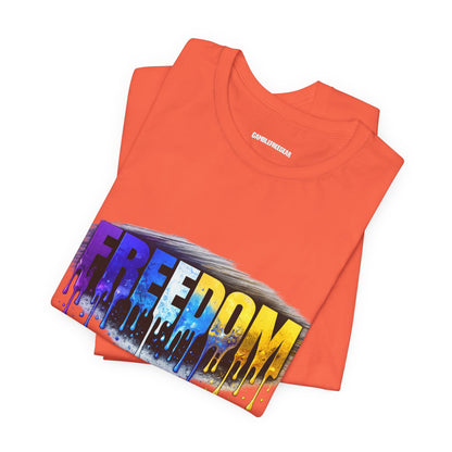 Black history month Freedom Drip Paint Tee | Colorful Graffiti Text Shirt