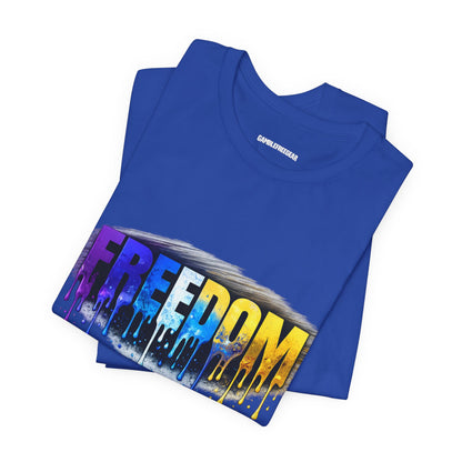 Black history month Freedom Drip Paint Tee | Colorful Graffiti Text Shirt