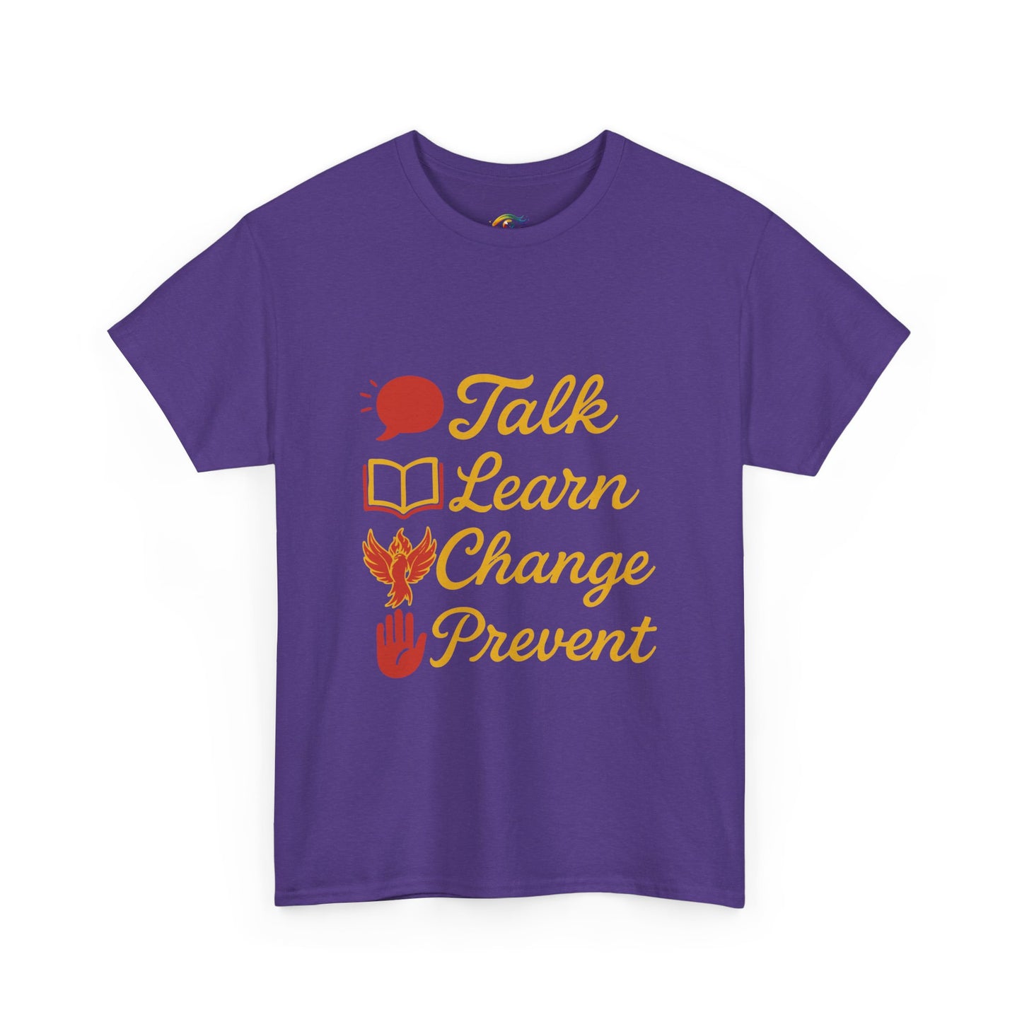 “Talk Learn Change Prevent T-Shirt | Gambling Addiction Recovery Tee | Phoenix Motivational Awareness Shirt by GambleFreeGear”
