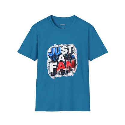 Just A Fan T-Shirt | Patriotic Red White Blue Drip Design