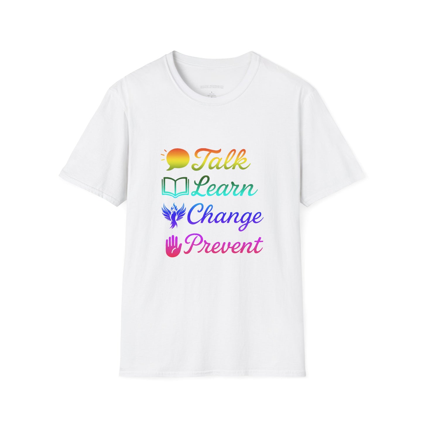 Talk Learn Change Prevent T-Shirt — Recovery Awareness Tee