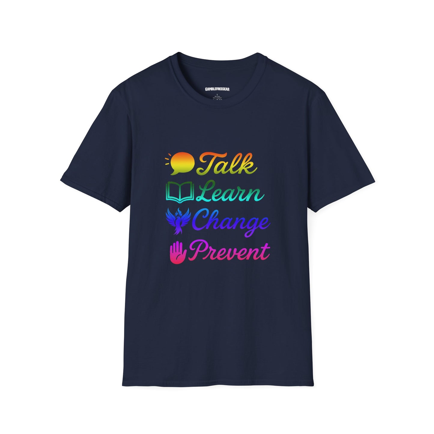 Talk Learn Change Prevent T-Shirt — Recovery Awareness Tee