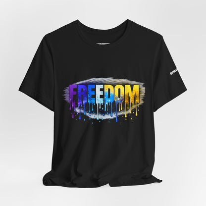 Black history month Freedom Drip Paint Tee | Colorful Graffiti Text Shirt