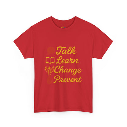 “Talk Learn Change Prevent T-Shirt | Gambling Addiction Recovery Tee | Phoenix Motivational Awareness Shirt by GambleFreeGear”