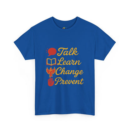 “Talk Learn Change Prevent T-Shirt | Gambling Addiction Recovery Tee | Phoenix Motivational Awareness Shirt by GambleFreeGear”