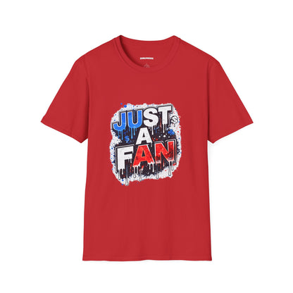 Just A Fan T-Shirt | Patriotic Red White Blue Drip Design