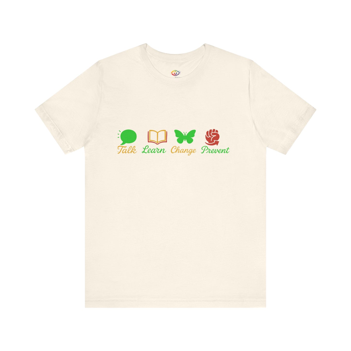 Talk Learn Change Prevent Gambling Addiction Recovery T-Shirt – red–black–green tricoloDesign by GambleFreeGear”