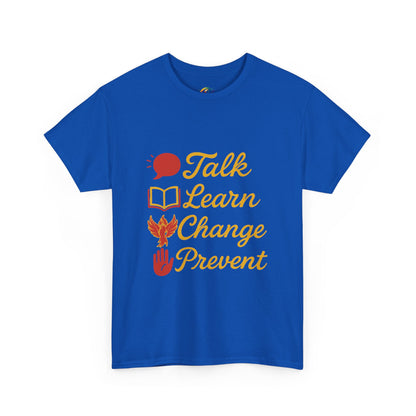 “Talk Learn Change Prevent T-Shirt | Gambling Addiction Recovery Tee | Phoenix Motivational Awareness Shirt by GambleFreeGear”