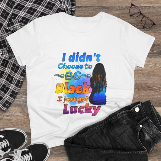 Juneteenth Black Empowerment Tee – “I Didn’t Choose to Be Black” Women’s Blue Shirt