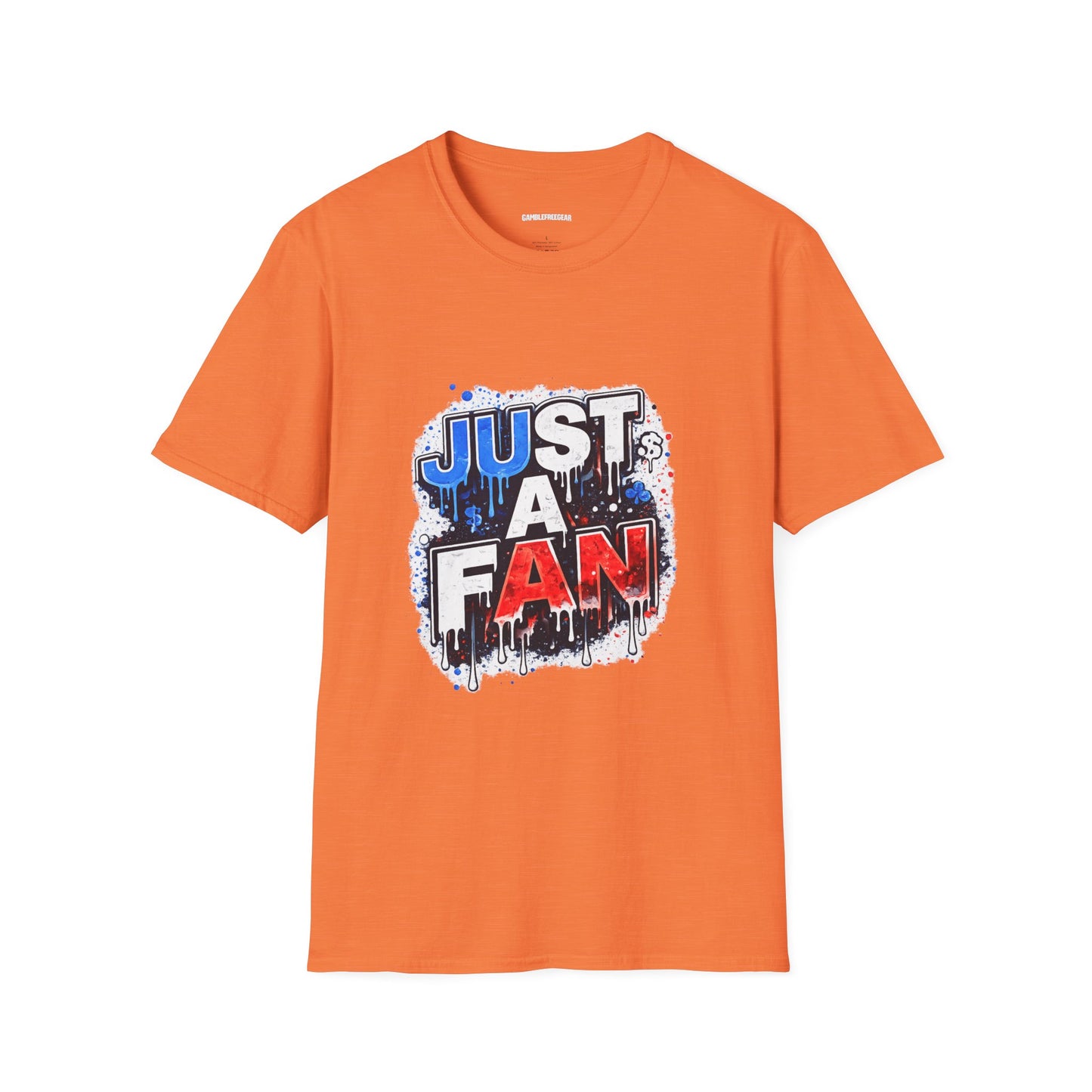 Just A Fan T-Shirt | Patriotic Red White Blue Drip Design