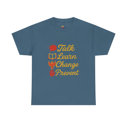 “Talk Learn Change Prevent T-Shirt | Gambling Addiction Recovery Tee | Phoenix Motivational Awareness Shirt by GambleFreeGear”