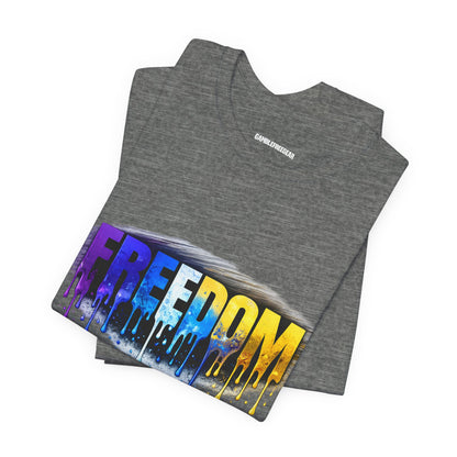 Black history month Freedom Drip Paint Tee | Colorful Graffiti Text Shirt