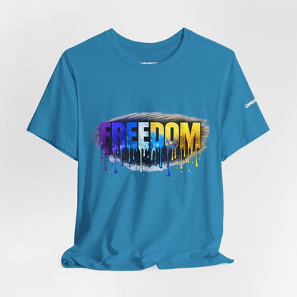 Black history month Freedom Drip Paint Tee | Colorful Graffiti Text Shirt