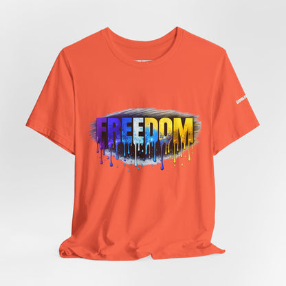 Black history month Freedom Drip Paint Tee | Colorful Graffiti Text Shirt