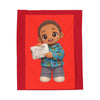 Cute Baby Holding Toy Box Blanket | Red Kids Plush Throw