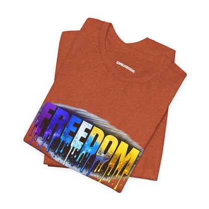 Black history month Freedom Drip Paint Tee | Colorful Graffiti Text Shirt