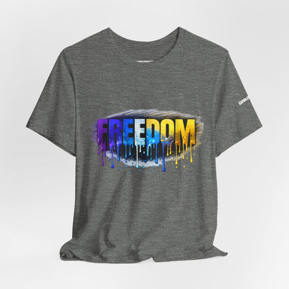 Black history month Freedom Drip Paint Tee | Colorful Graffiti Text Shirt