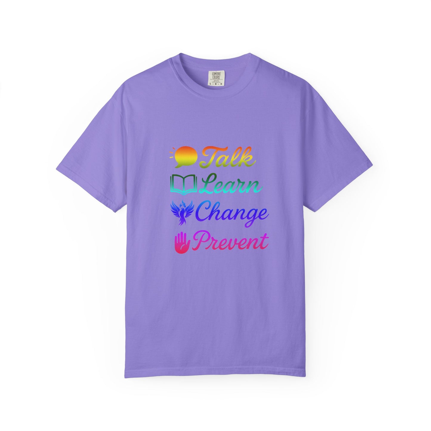 Inspirational Unisex T-Shirt - Talk Learn Change Prevent, Motivational Gift,