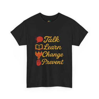“Talk Learn Change Prevent T-Shirt | Gambling Addiction Recovery Tee | Phoenix Motivational Awareness Shirt by GambleFreeGear”