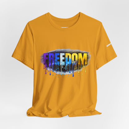 Black history month Freedom Drip Paint Tee | Colorful Graffiti Text Shirt