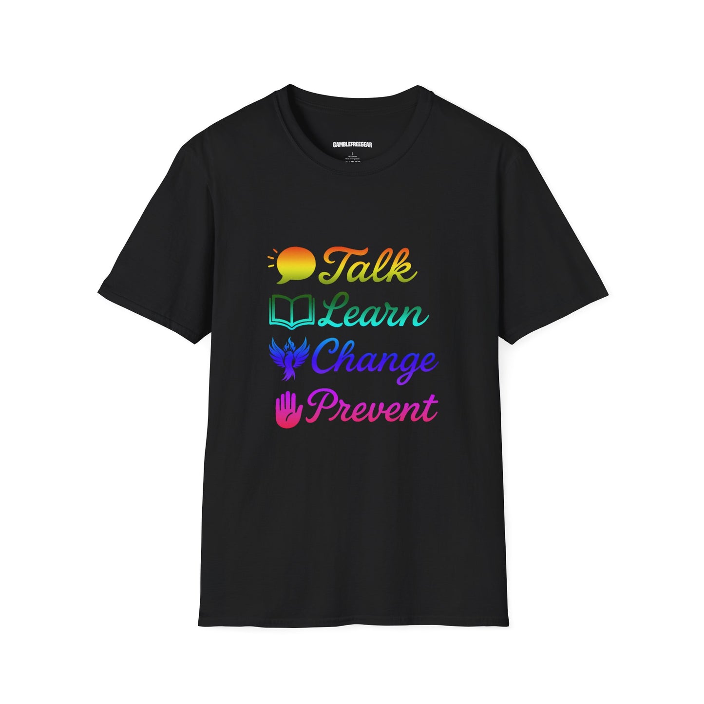 Talk Learn Change Prevent T-Shirt — Recovery Awareness Tee