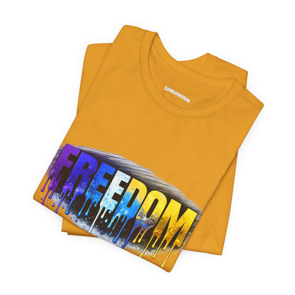 Black history month Freedom Drip Paint Tee | Colorful Graffiti Text Shirt