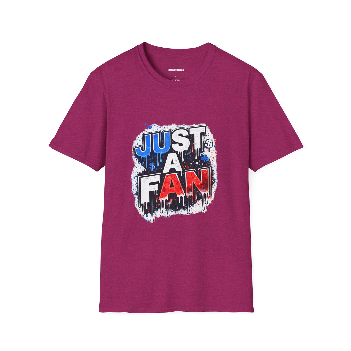 Just A Fan T-Shirt | Patriotic Red White Blue Drip Design