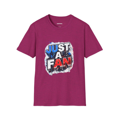Just A Fan T-Shirt | Patriotic Red White Blue Drip Design
