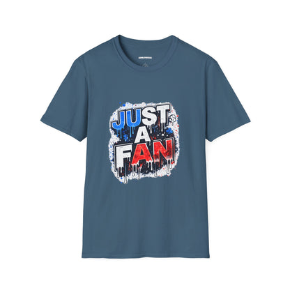Just A Fan T-Shirt | Patriotic Red White Blue Drip Design