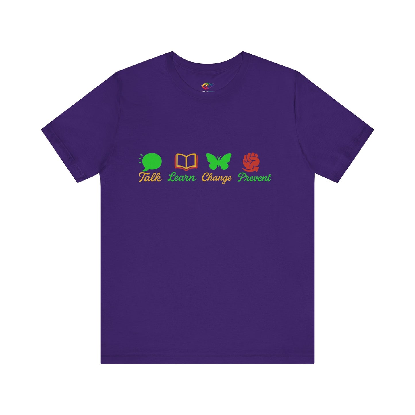 Talk Learn Change Prevent Gambling Addiction Recovery T-Shirt – red–black–green tricoloDesign by GambleFreeGear”