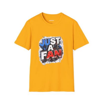 Just A Fan T-Shirt | Patriotic Red White Blue Drip Design