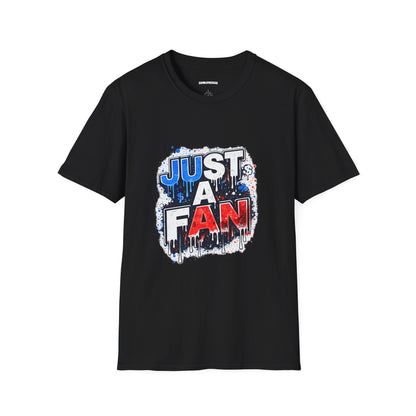 Just A Fan T-Shirt | Patriotic Red White Blue Drip Design