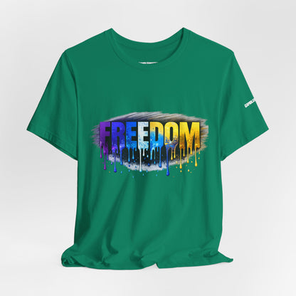 Black history month Freedom Drip Paint Tee | Colorful Graffiti Text Shirt
