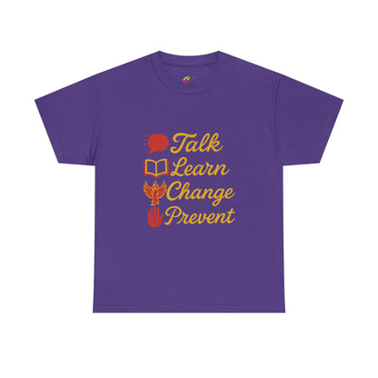 “Talk Learn Change Prevent T-Shirt | Gambling Addiction Recovery Tee | Phoenix Motivational Awareness Shirt by GambleFreeGear”